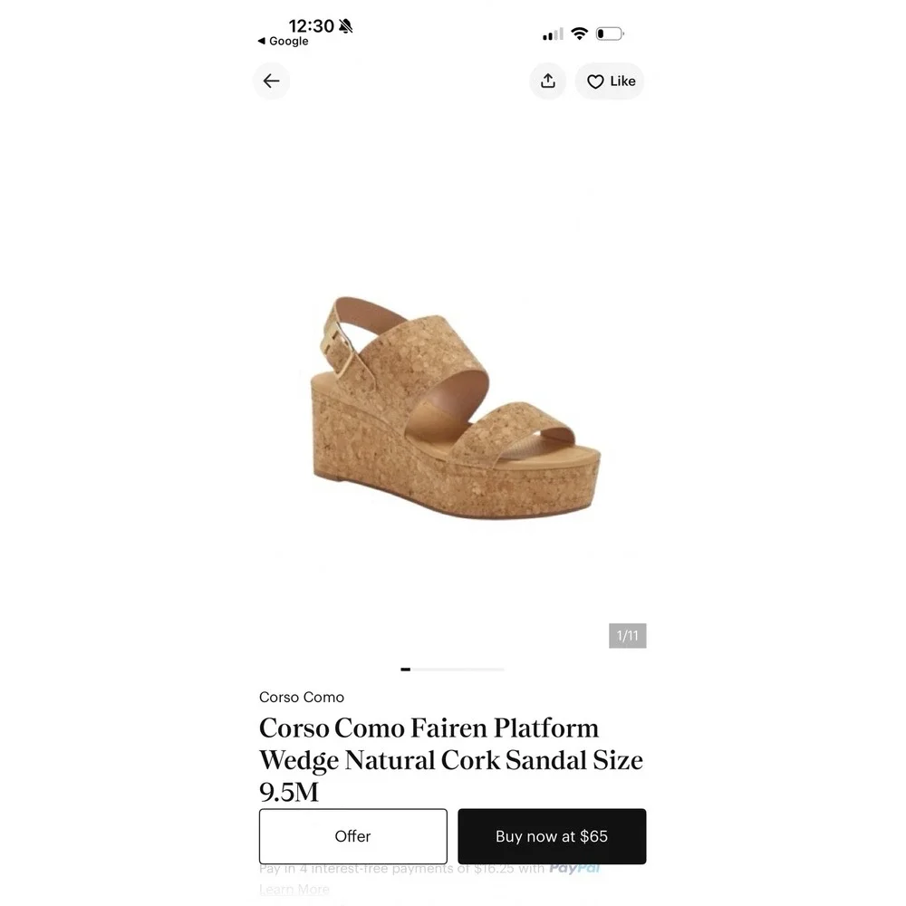 Corso Como Fairen Platform Wedge Natural Cork Sandal CC-FAIREN 7.5M slingback